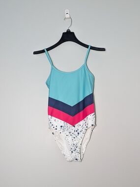 NWOT Chubbies Splash Up One Piece Swimsuit Small Colorblock Chevron Resort Pool